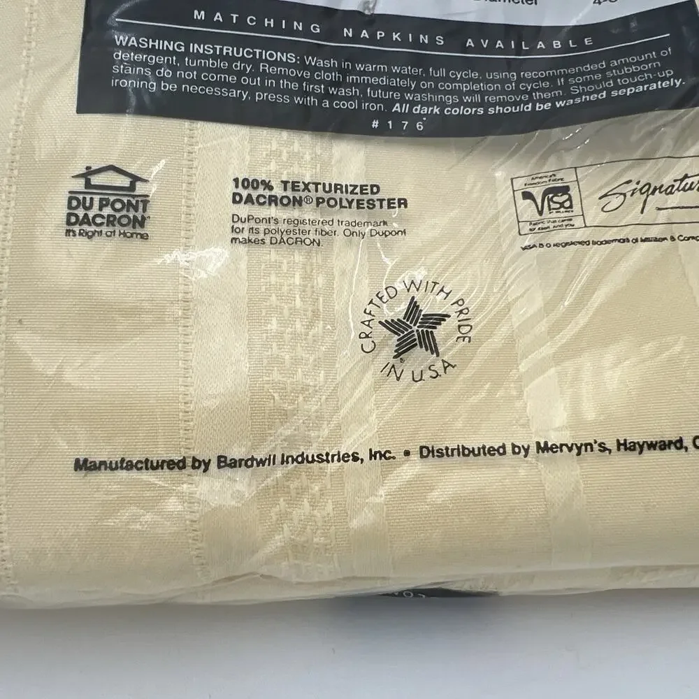 NOS Bardwil Linens Satin Splendor Soil Release Tablecloth 60x140” Oblong Butter